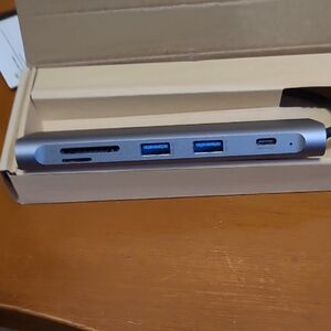 Gray USB-C Hub with Multiple Ports